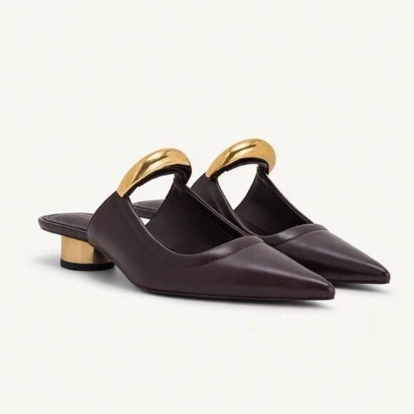 Brown Casual Women's Pointed Mule Pumps - Picture 7 of 7